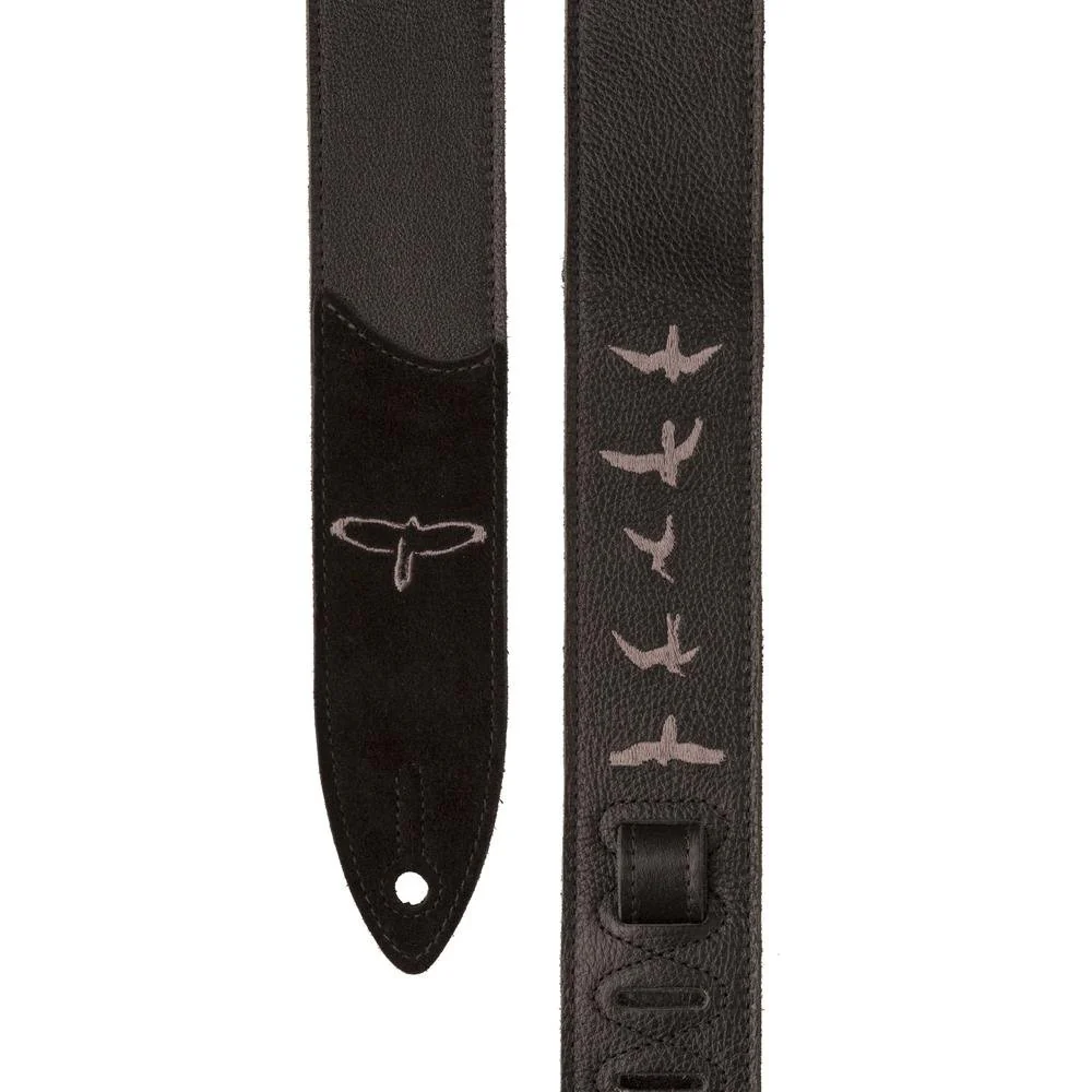 Premium Leather 2" Strap Embroidered Birds - Image 2
