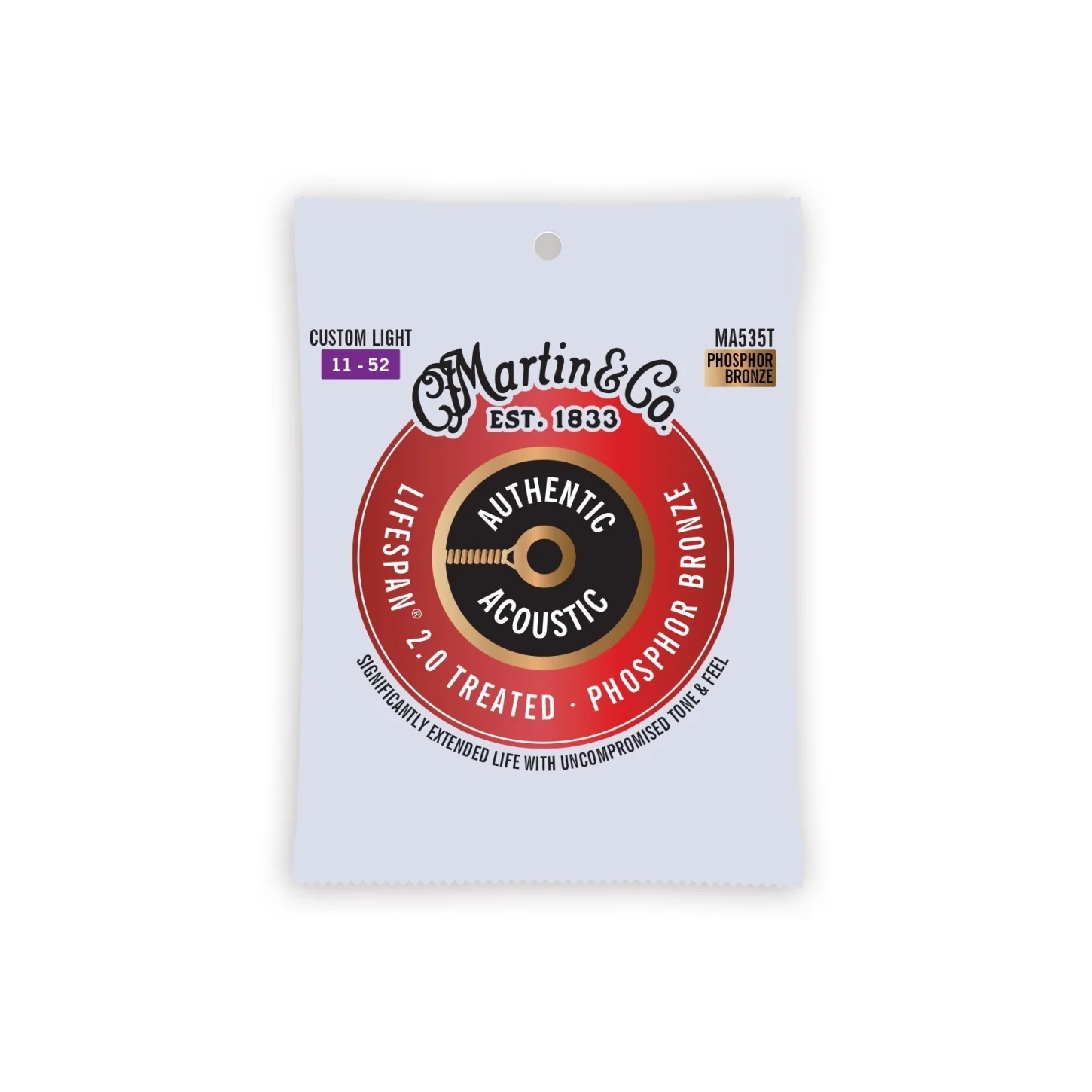 MA535T Acoustic Lifespan 2.0 Guitar Strings 92/8 Phosphor Bronze Custom Light
